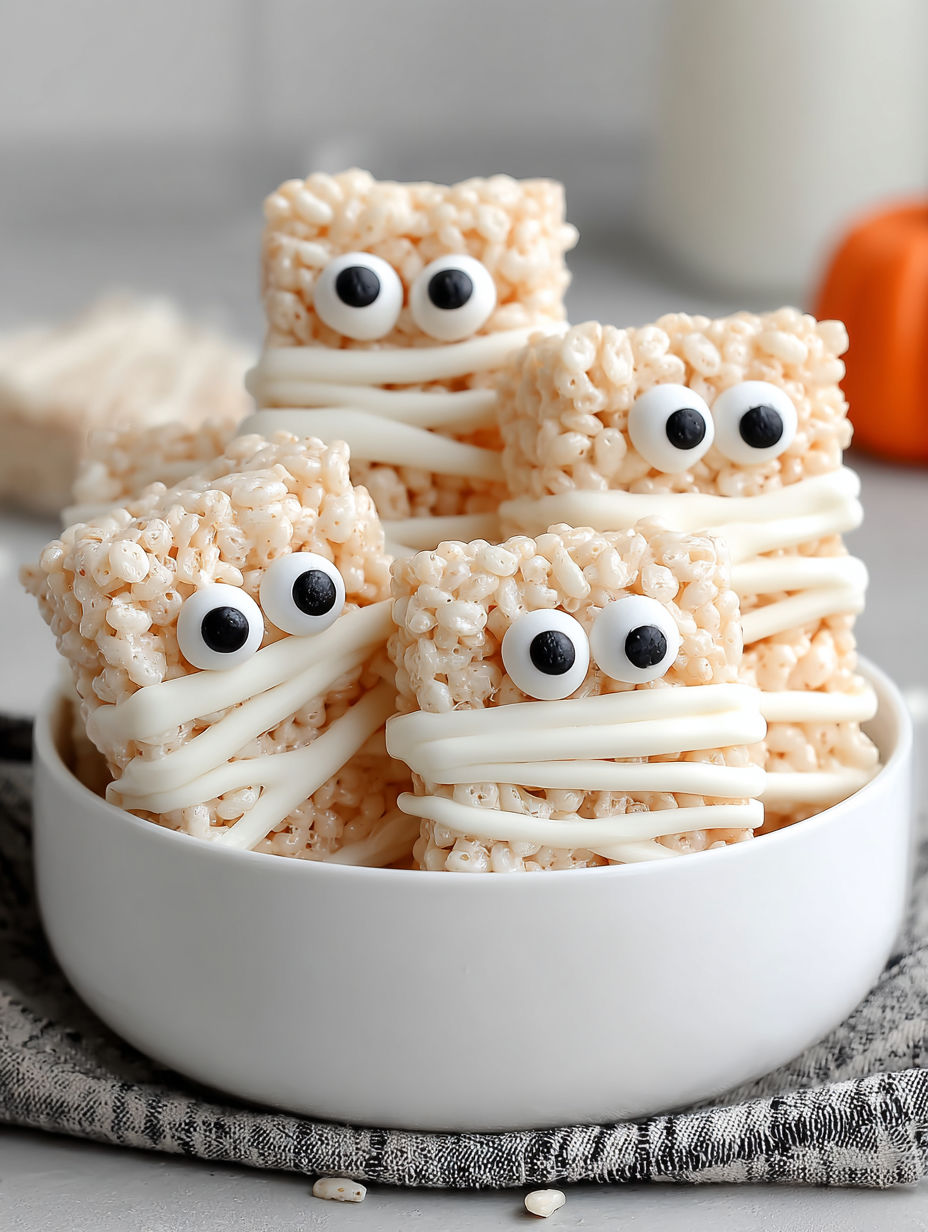 A bowl of rice krispies with eyes and a mouth.
