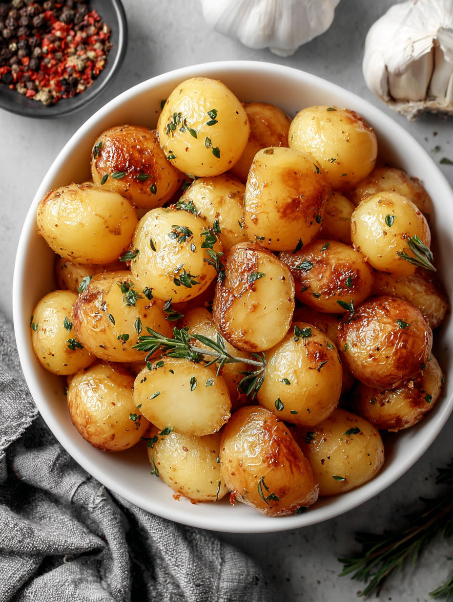 A bowl of garlic potatoes.