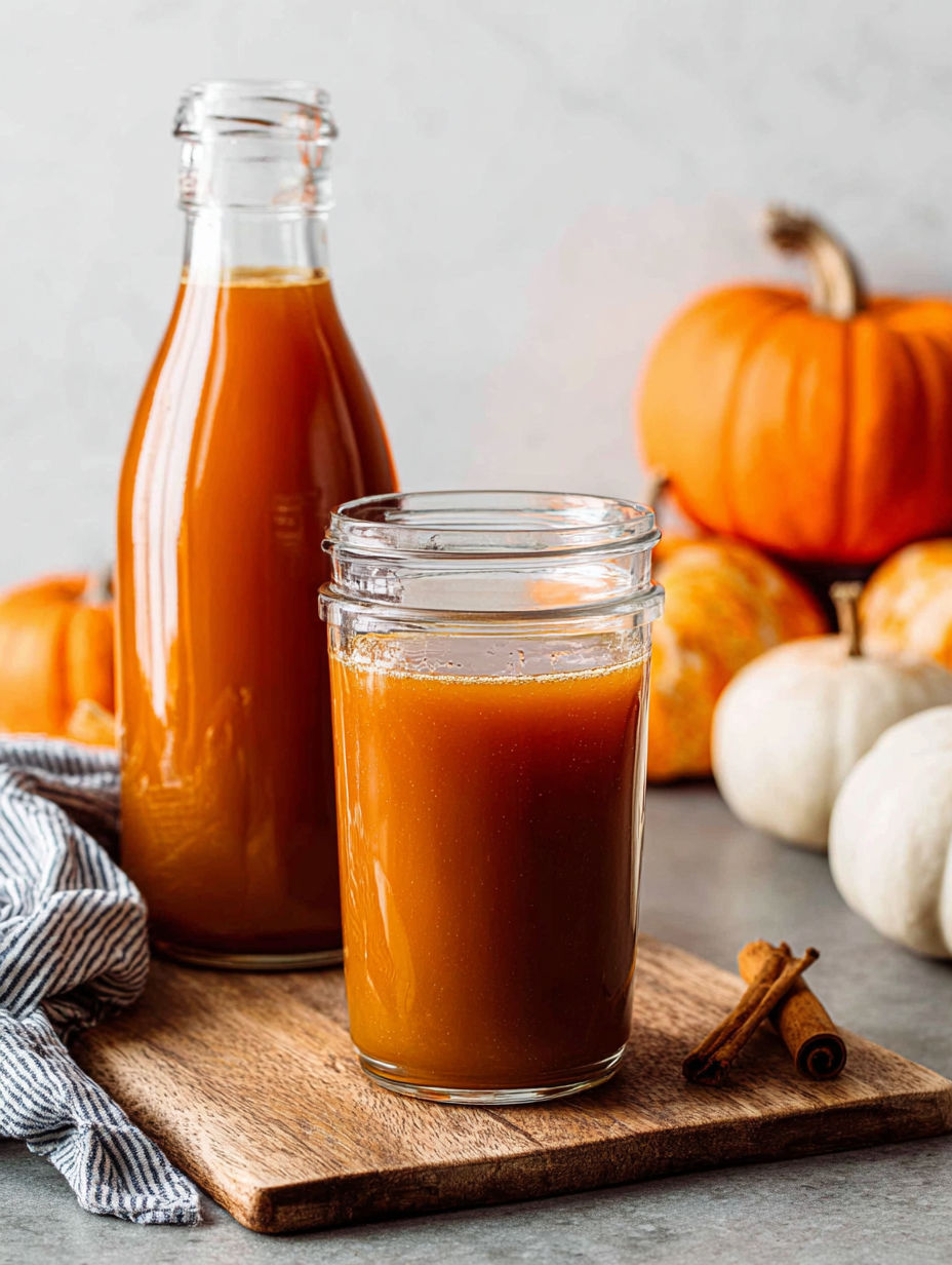 A glass jar of liquid with a cinnamon stick in it.