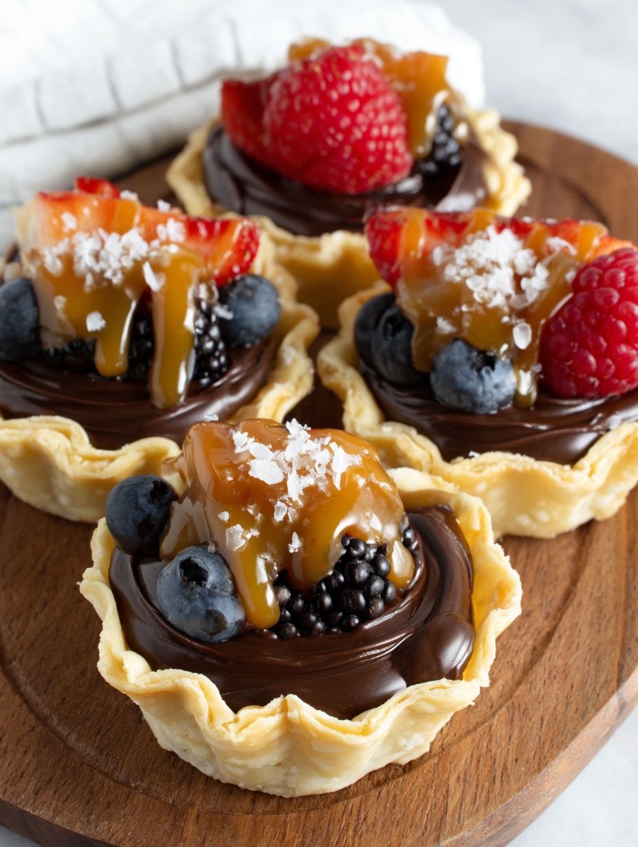 A dessert with chocolate and fruit.