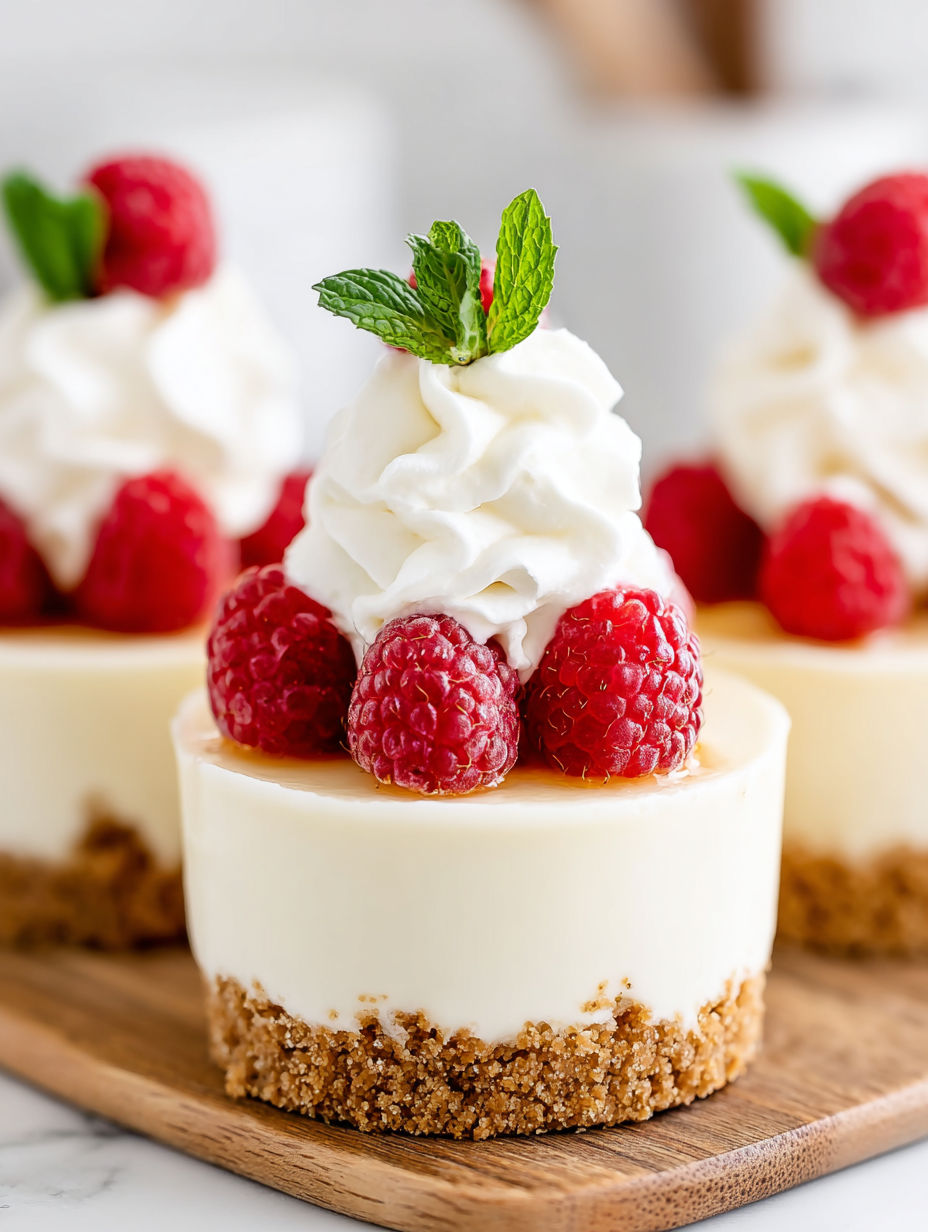 A close up of a raspberry cheesecake with a white whipped cream topping.