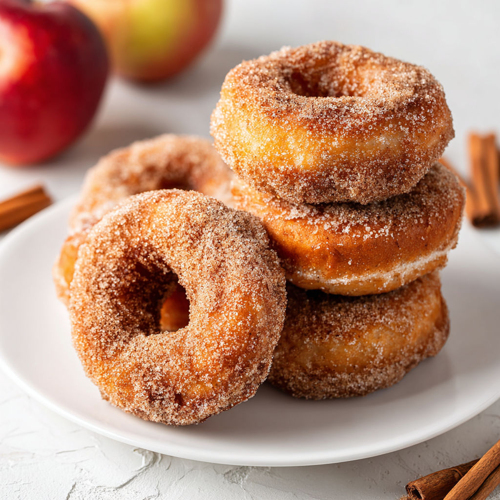 A plate of doughnuts with sugar on top.