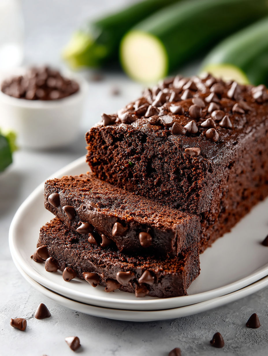 A slice of chocolate zucchini bread.