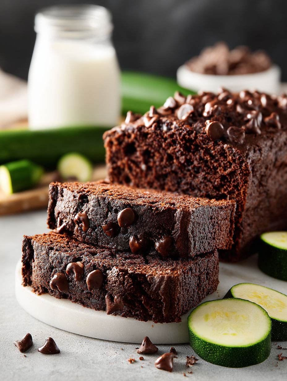 A slice of chocolate zucchini bread.
