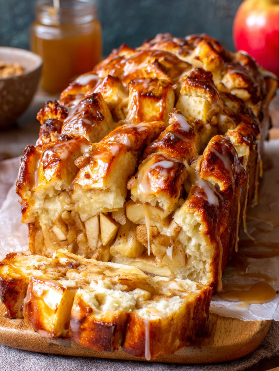A slice of apple pie pull apart bread.