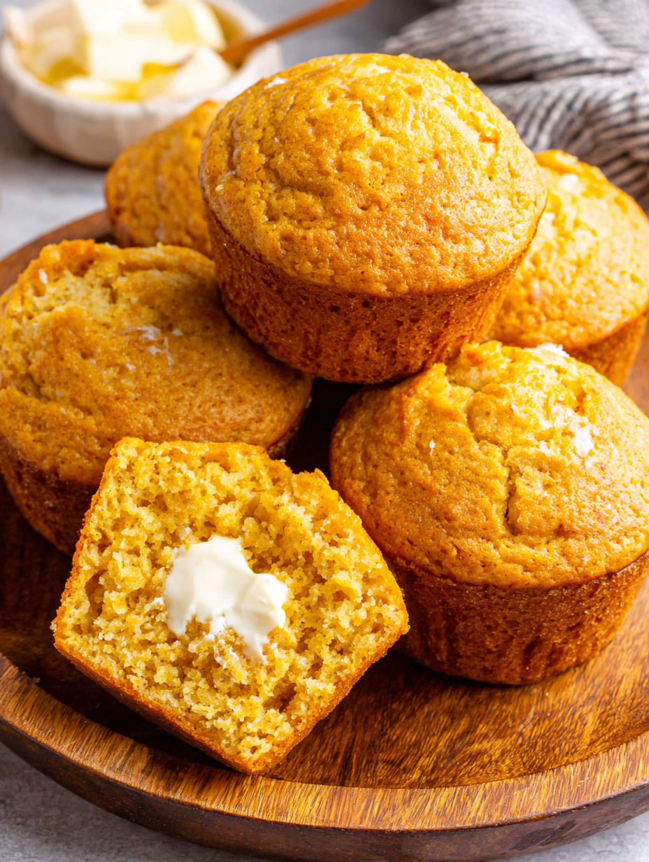A plate of cornbread muffins.