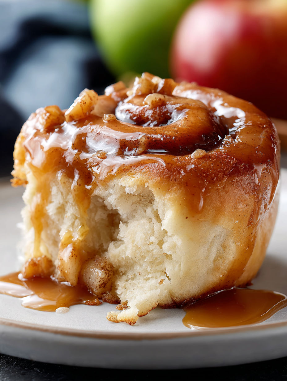 A cinnamon roll with a bite taken out of it.