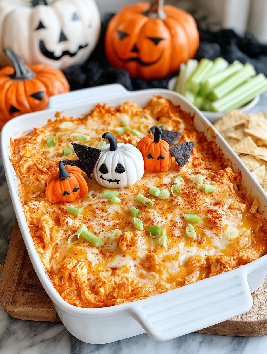 A Halloween appetizer with a buffalo dip.