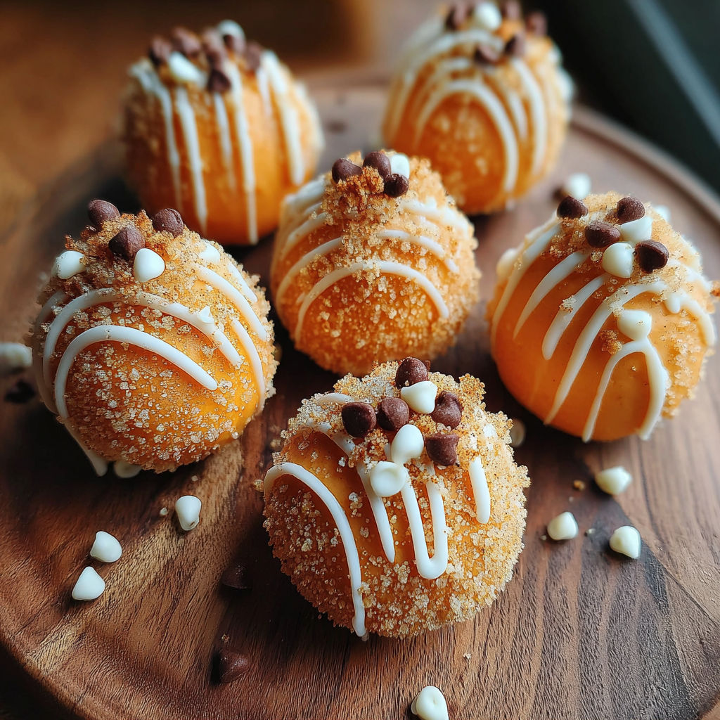 Pumpkin bites on a wooden board.