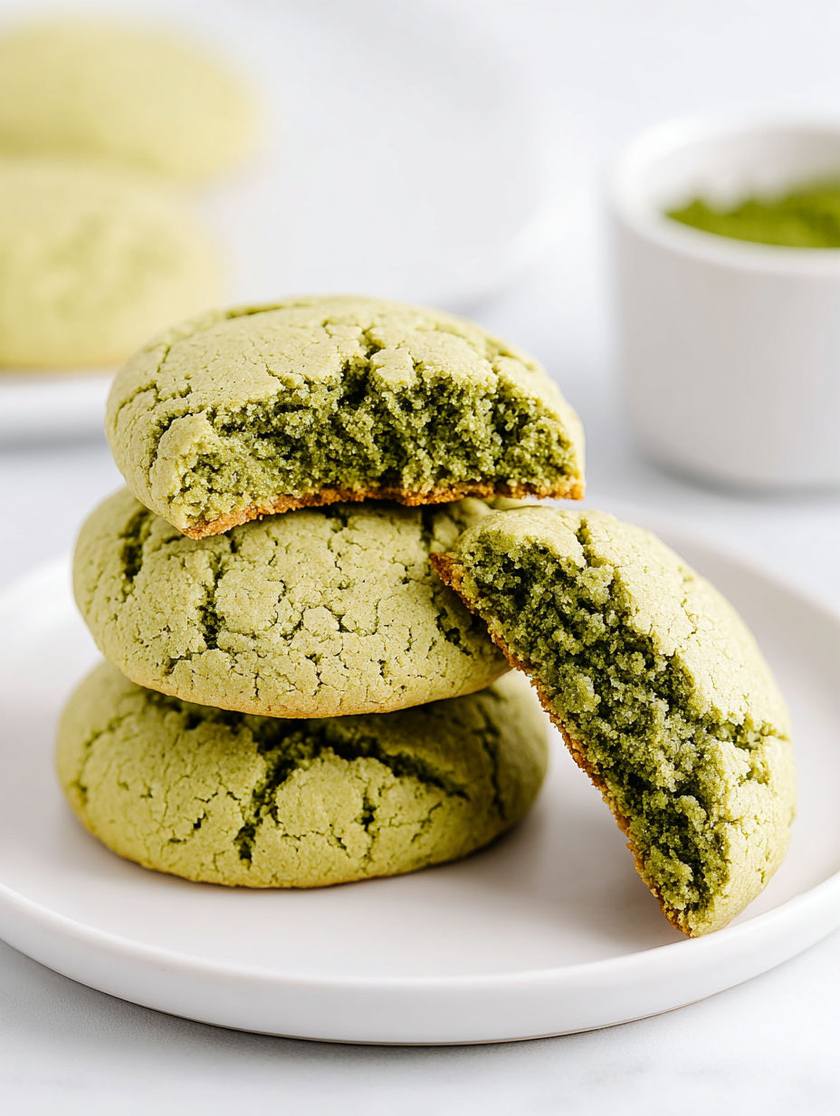 A stack of green cookies on a plate.