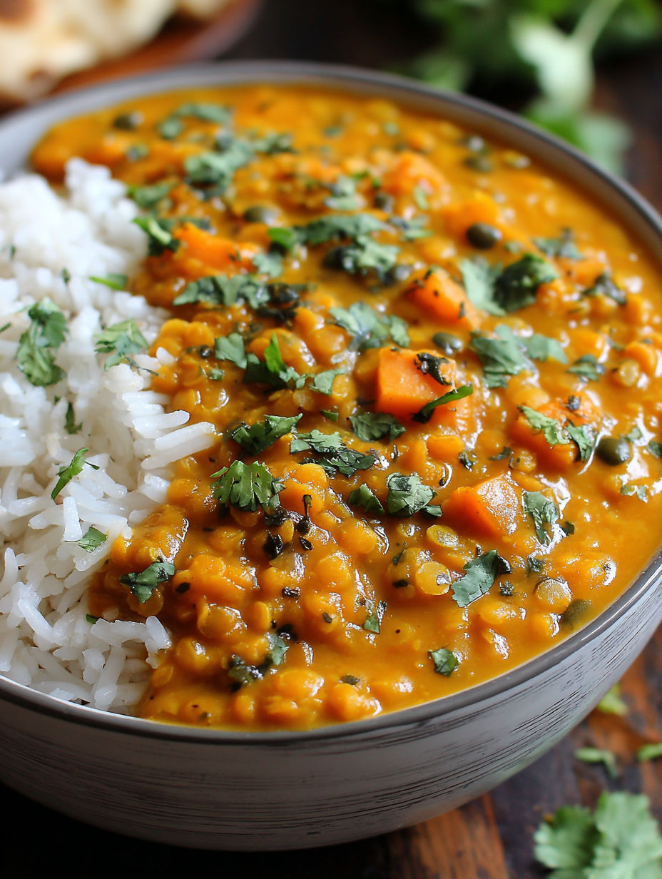 A bowl of Sweet Potato Lentil Curry.