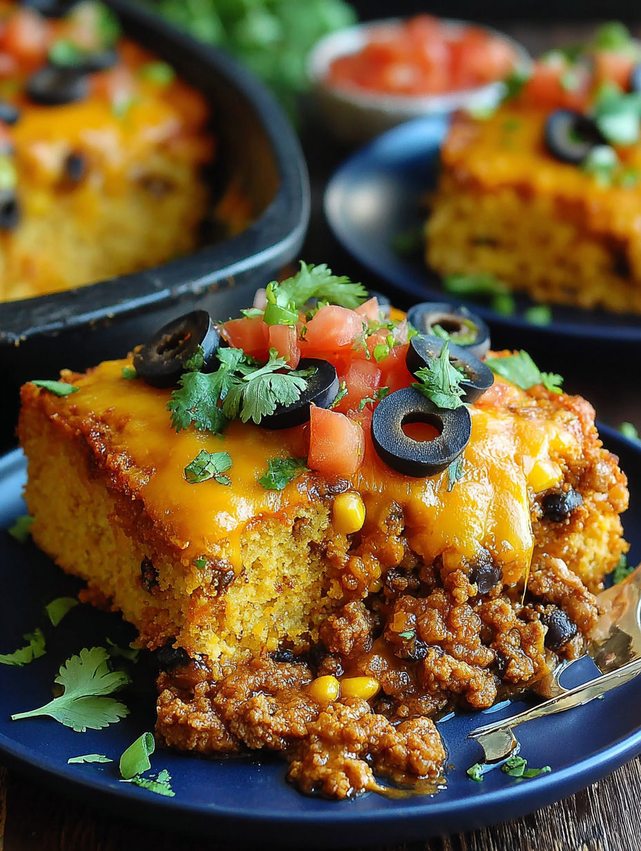 A delicious looking Mexican cornbread casserole.