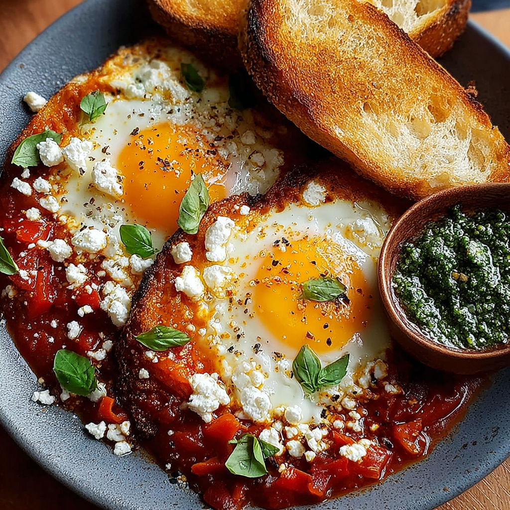A plate of food with eggs, bread, and sauce.