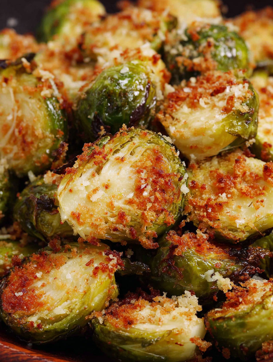 A close up of roasted brussels sprouts.