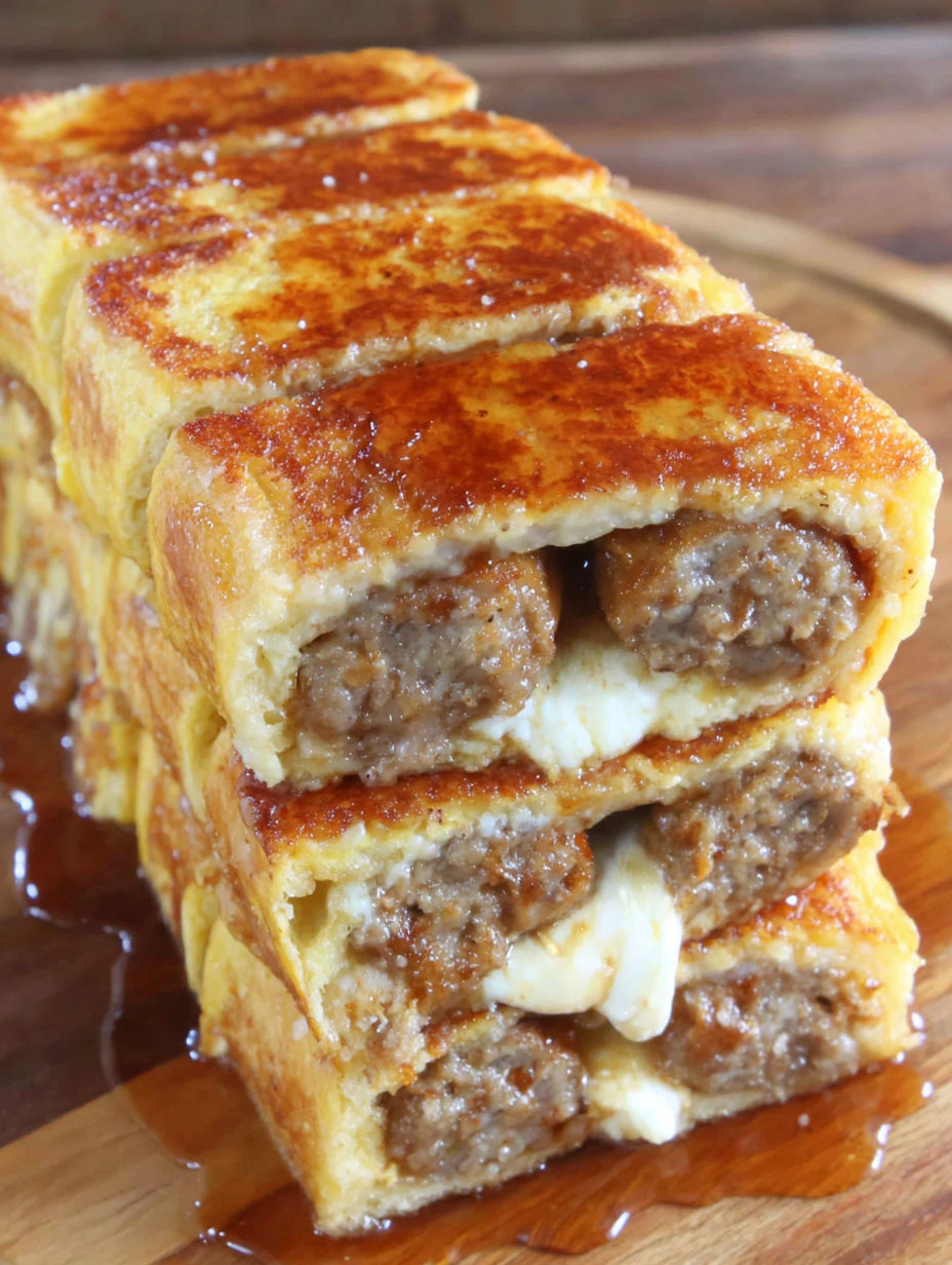 Sausage Stuffed French Toast RollUps.