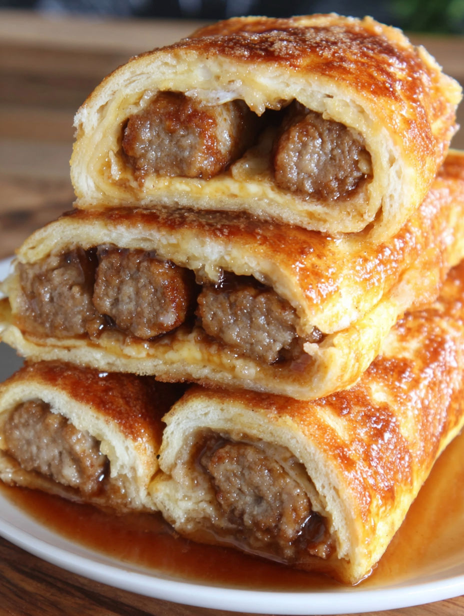 Sausage Stuffed French Toast RollUps.