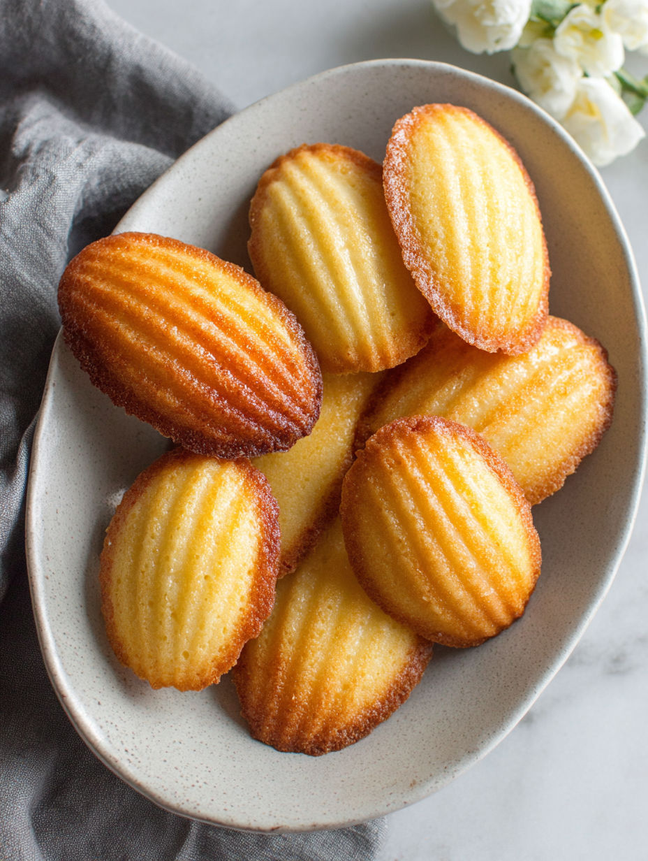 A plate of golden brown, crispy, and delicious looking cookies.