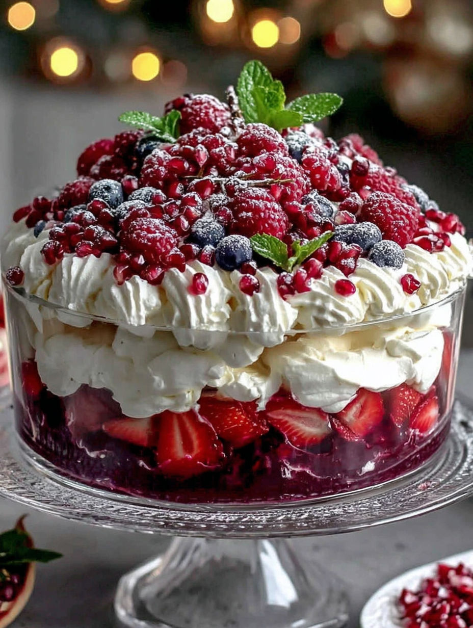 A cake with strawberries and raspberries on top.