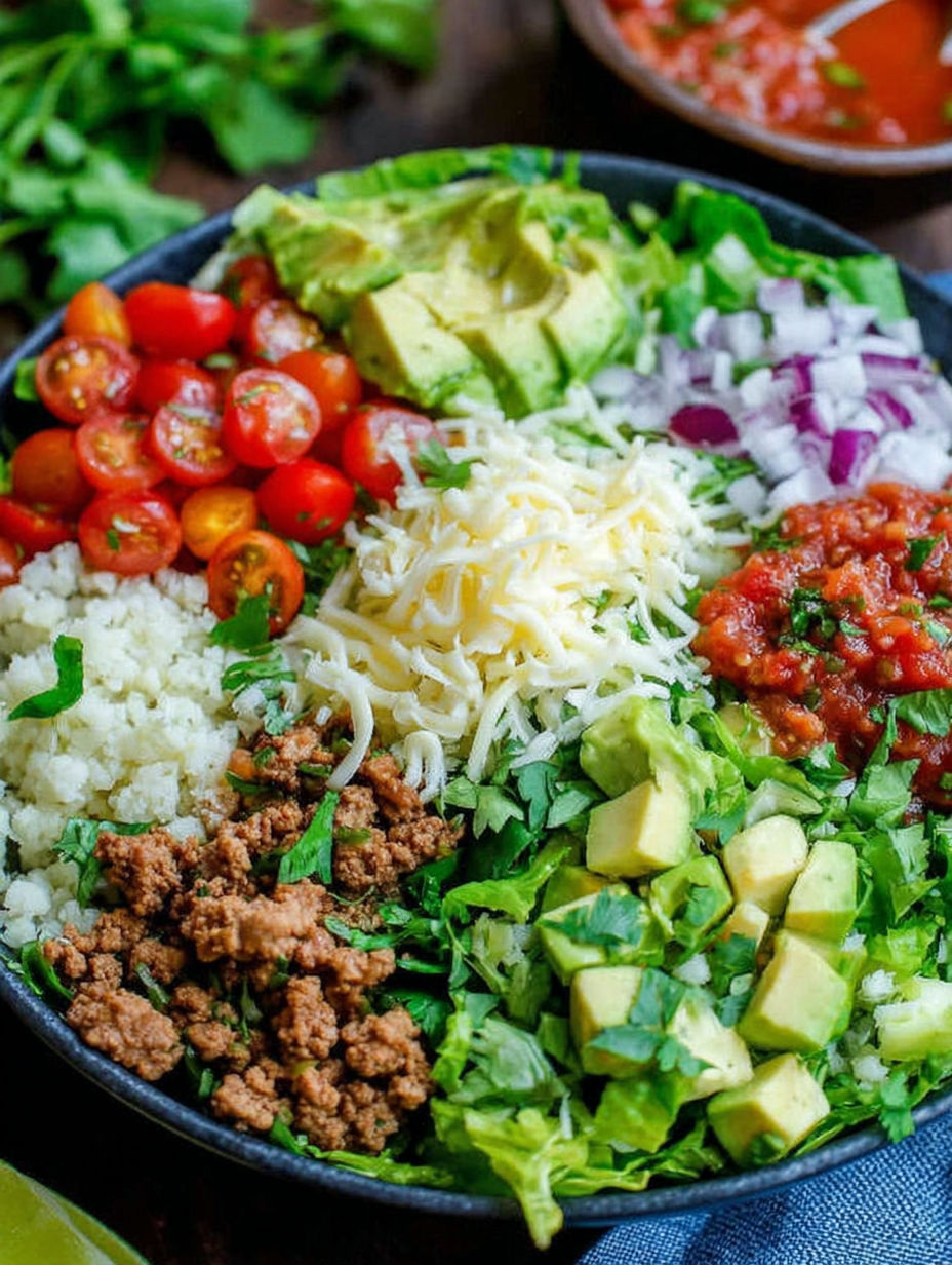 A bowl of food with a variety of ingredients.