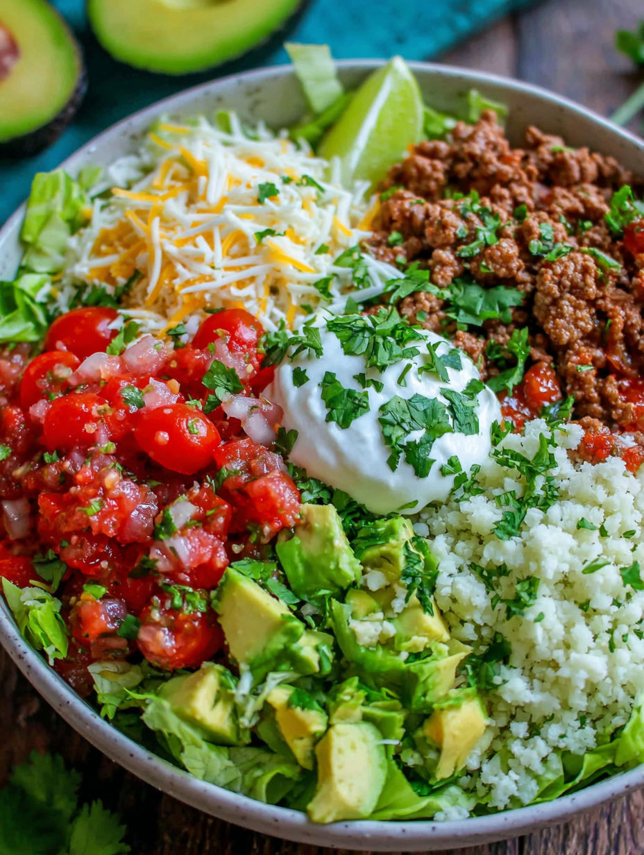 A bowl of food with rice, beans, cheese, tomatoes, and lime.