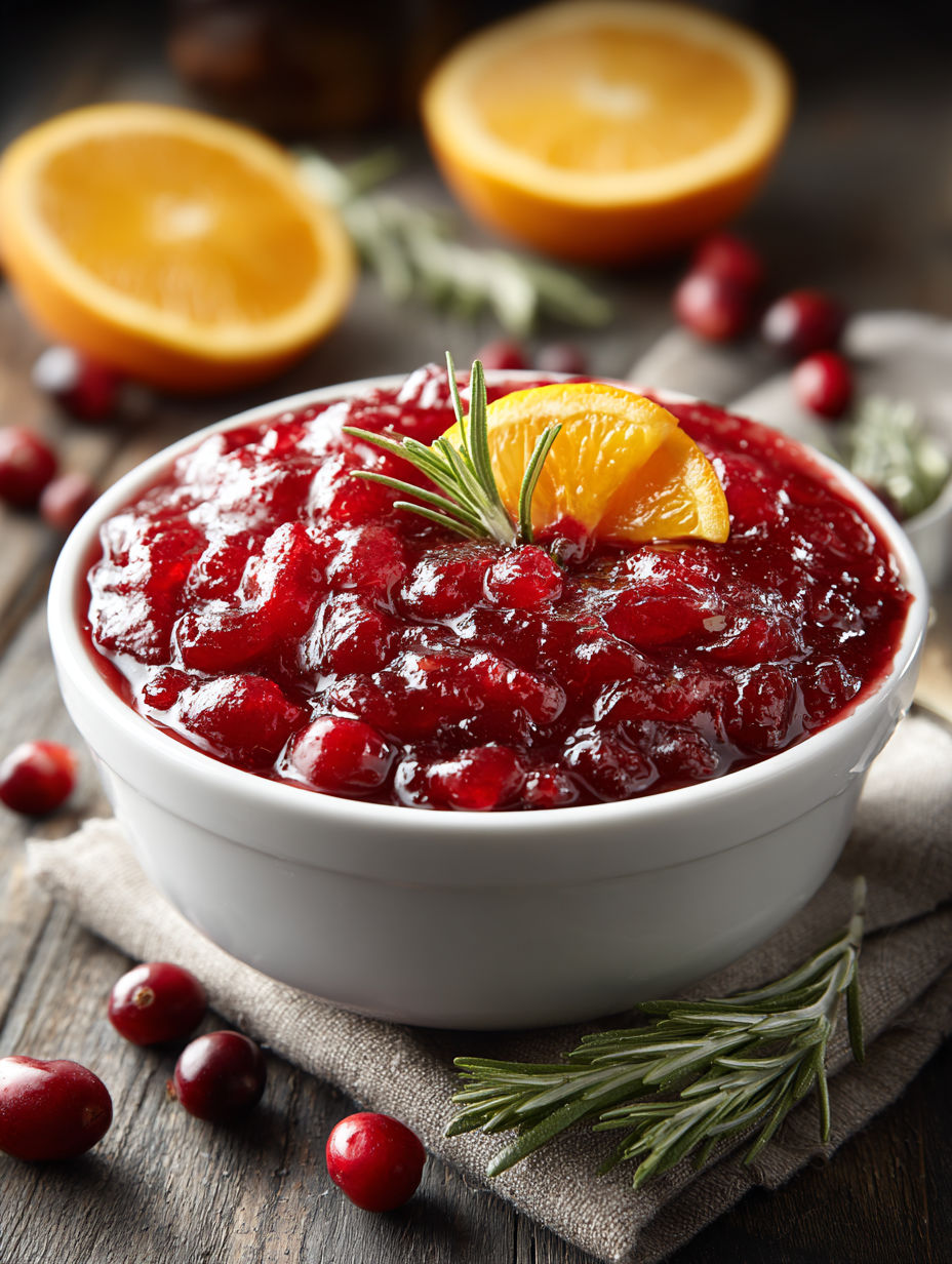 A bowl of gluten-free cranberry citrus sauce.