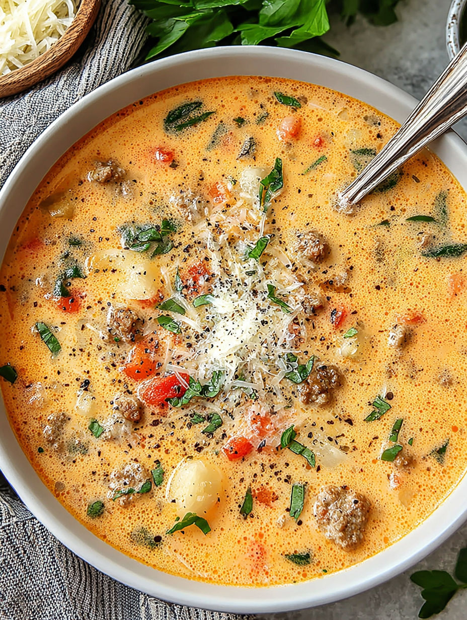 A bowl of soup with meat and vegetables.