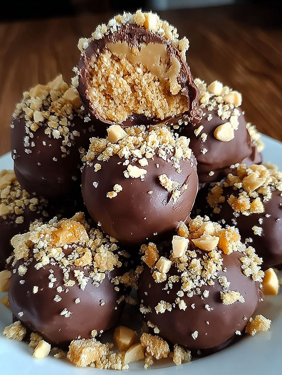 A plate of chocolate covered nuts.