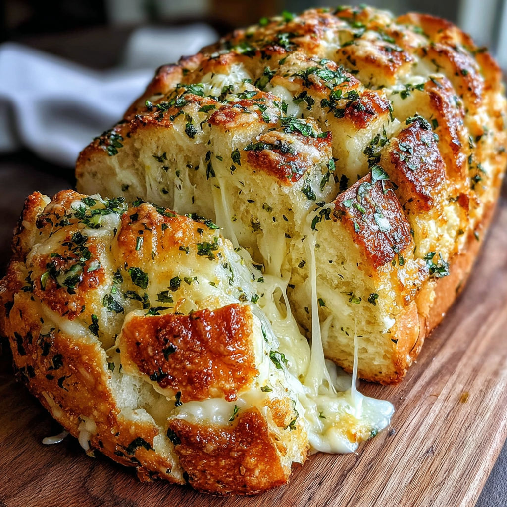 A slice of cheese bread with herbs on it.