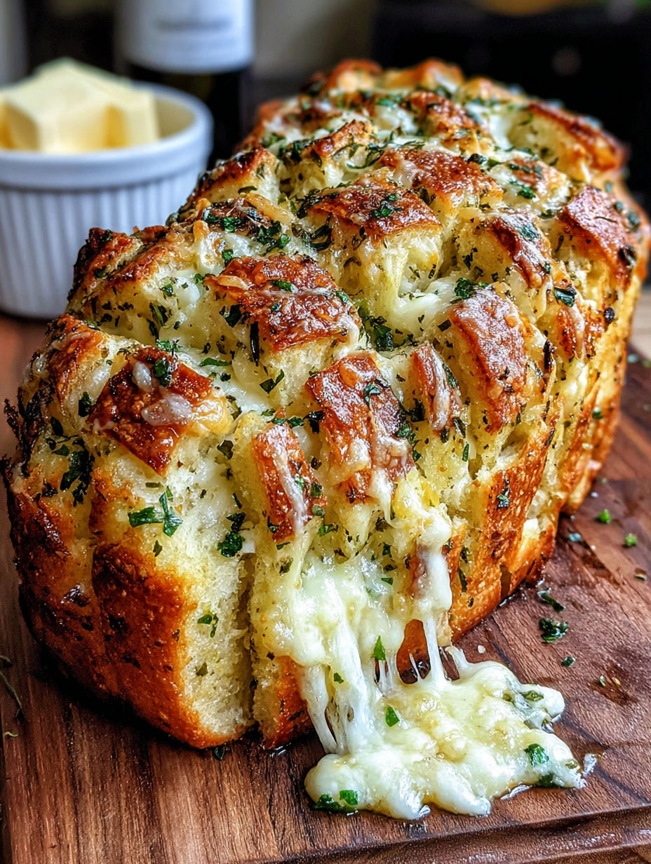 A slice of Ultimate Italian Herb Cheese Bread.
