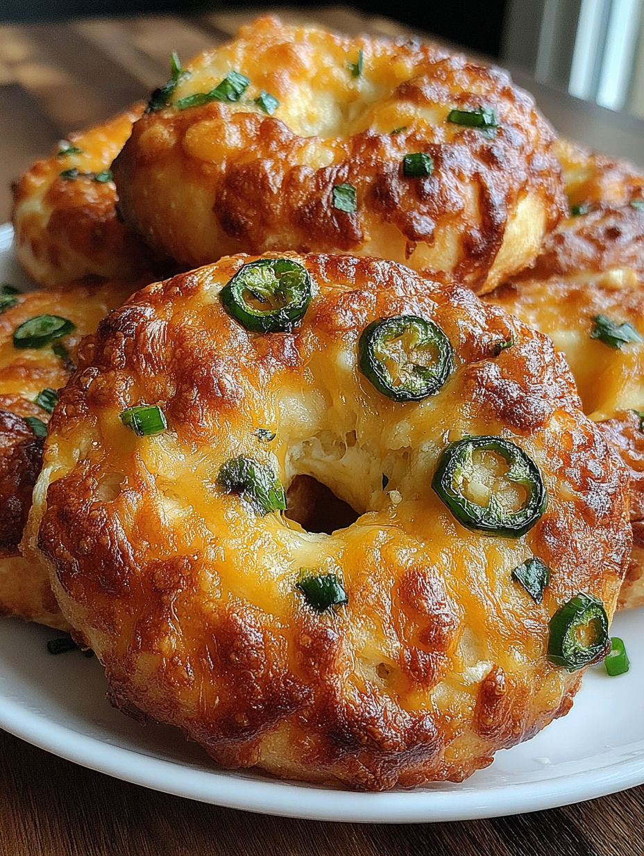 A plate of jalapeno cheddar yogurt bagels.