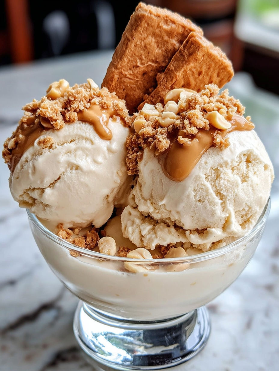 A bowl of peanut butter frozen yogurt.