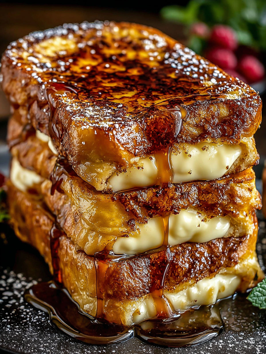 French toast with caramel sauce.