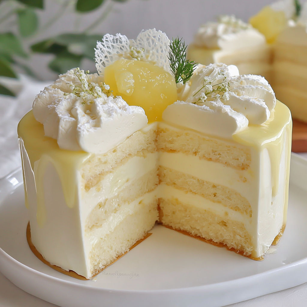 A slice of coconut chiffon cake.