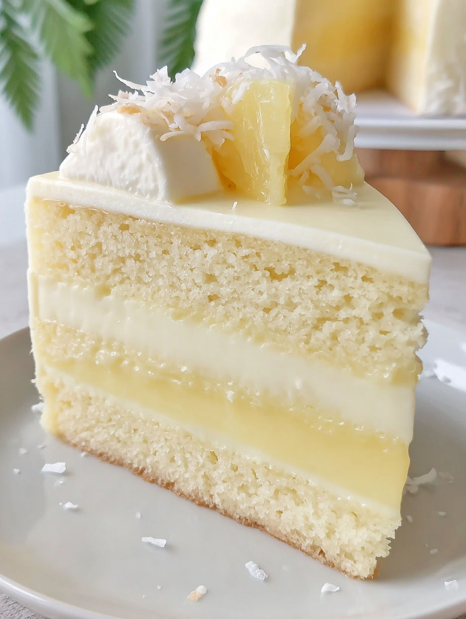 A slice of coconut chiffon cake.