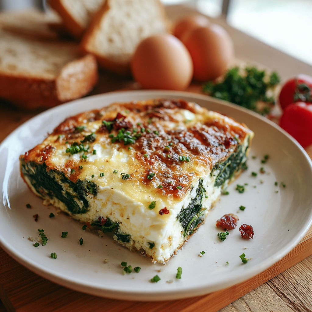 A spinach egg bake on a plate.