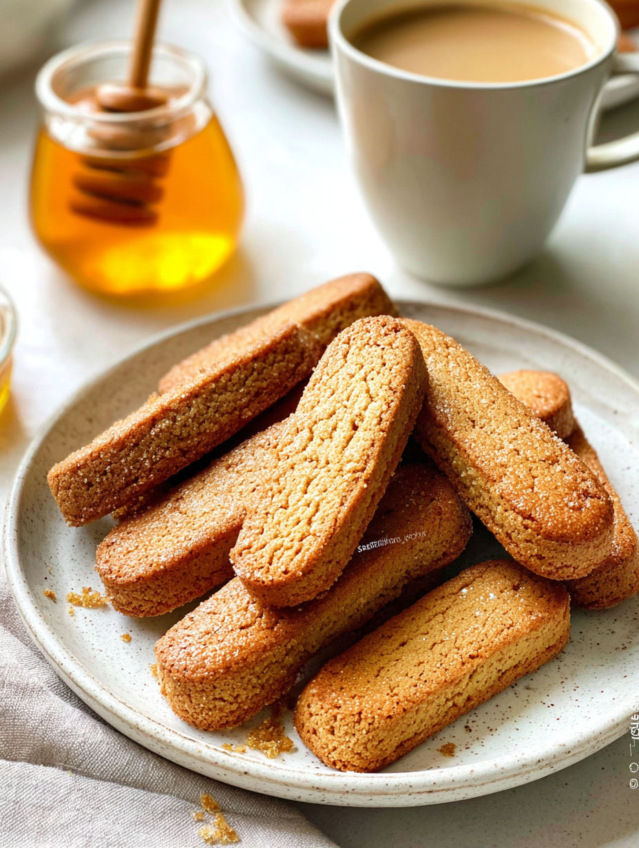 A stack of Swedish cookie fingers on a plate.