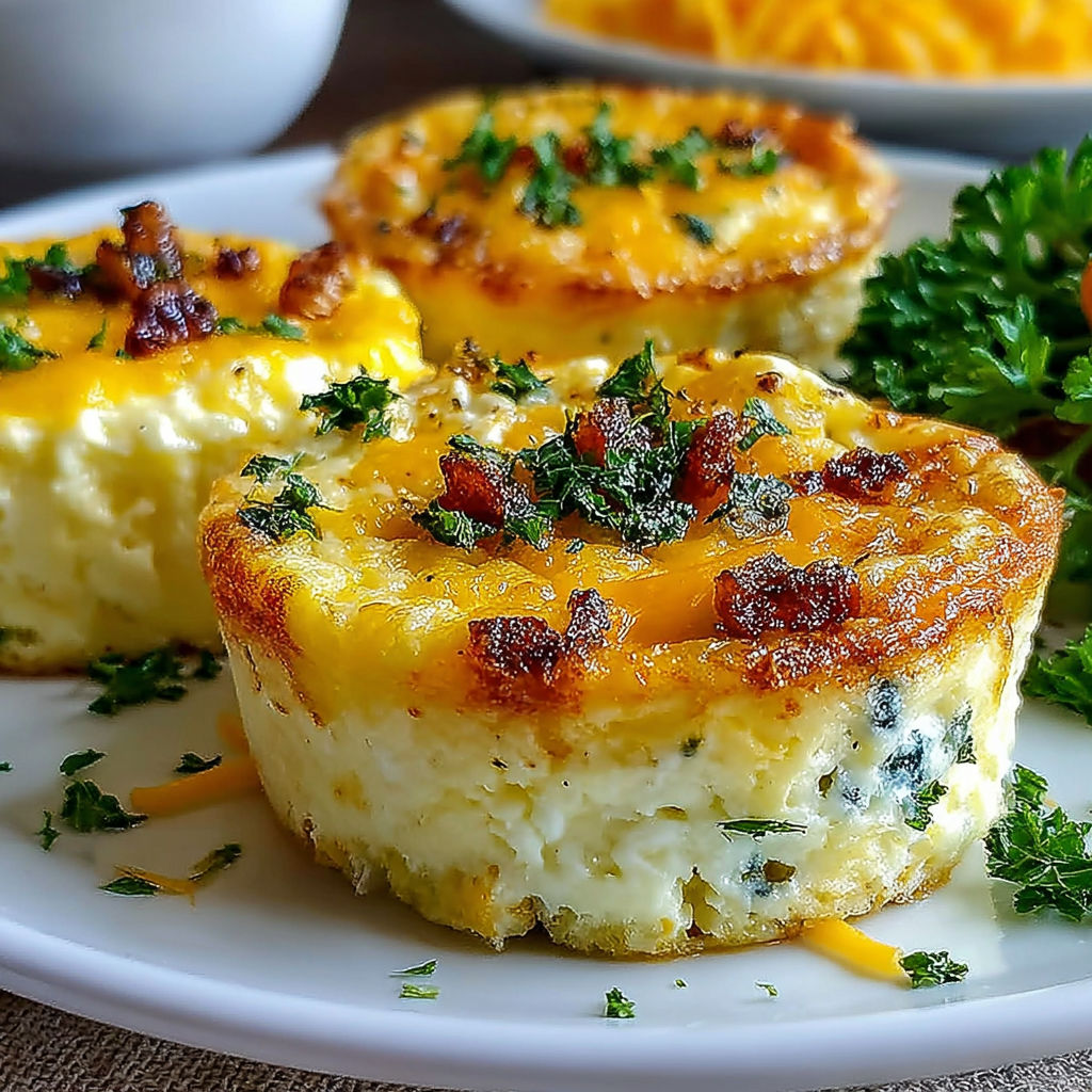 Three baked cottage cheese eggs on a plate.
