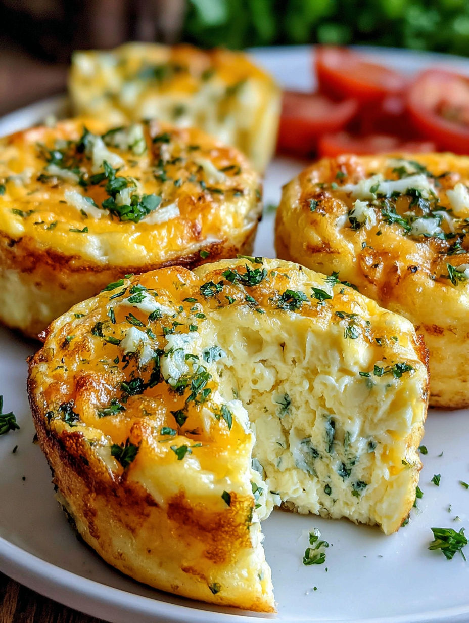 Three pieces of baked cottage cheese eggs on a plate.