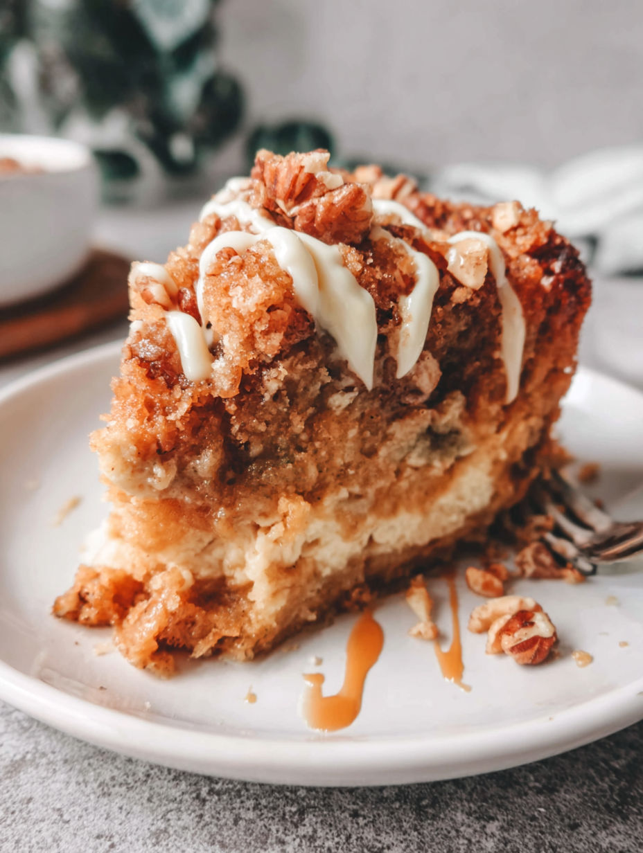 A slice of pumpkin cake with white icing.