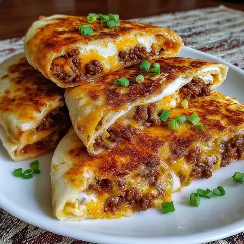 A plate of loaded cheesy pocket tacos.