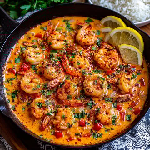 A bowl of shrimp with garlic and paprika.