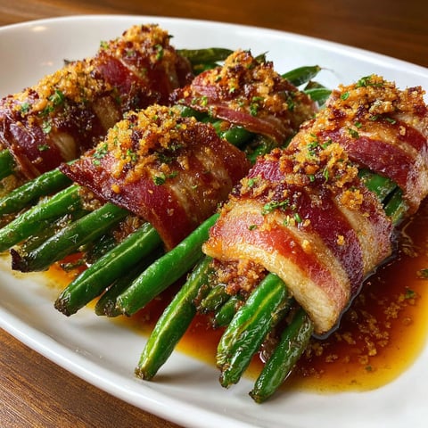 Green beans wrapped in bacon.