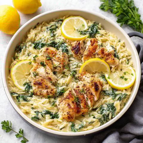 A dish of chicken with lemon and herbs.
