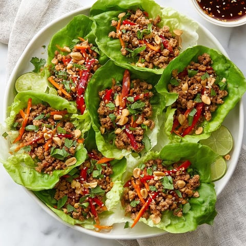 A plate of chicken lettuce wraps.