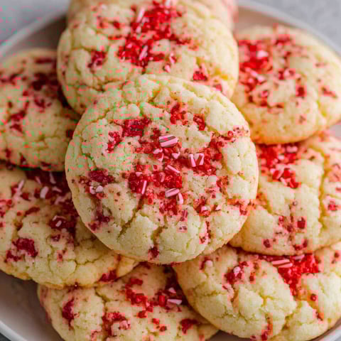 A plate of red hot cookies.