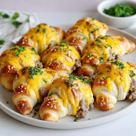 A plate of sausage cheddar crescent rolls.