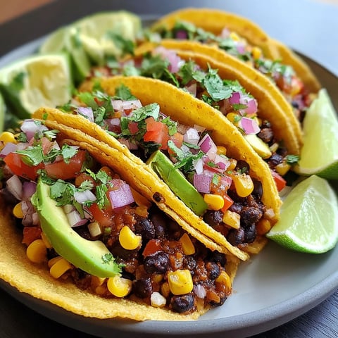 A plate of black bean and corn tacos.