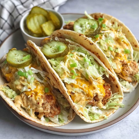 A plate of chicken big mac tacos.