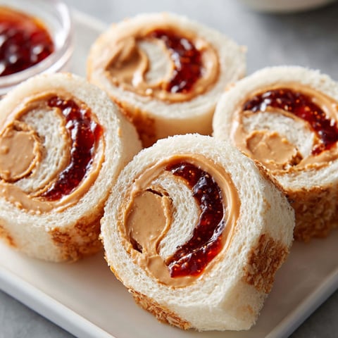 A plate of peanut butter and jelly sushi rolls.