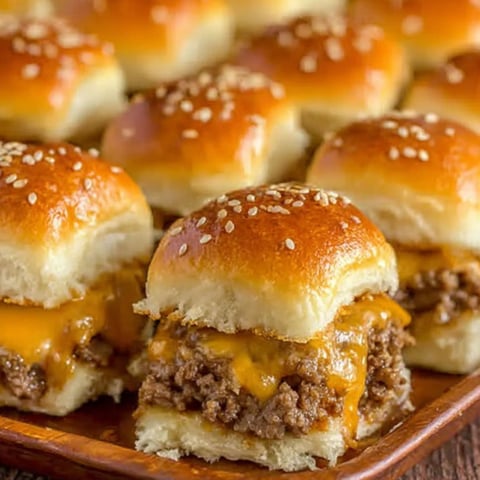 A plate of cheeseburger sliders.
